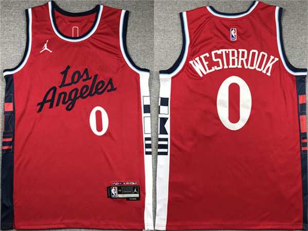 Mens Los Angeles Clippers #0 Russell Westbrook Red Stitched Jersey